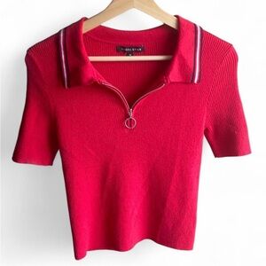 Kendall & Kylie ribbed red polo top